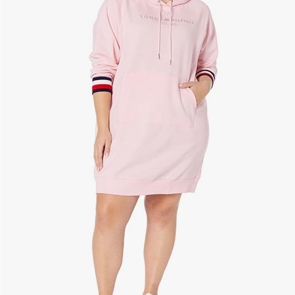 Tommy Hilfiger Plus Size Women's Hoodie Dress, Soft Ballerina Pink, XXL - Picture 3 of 7